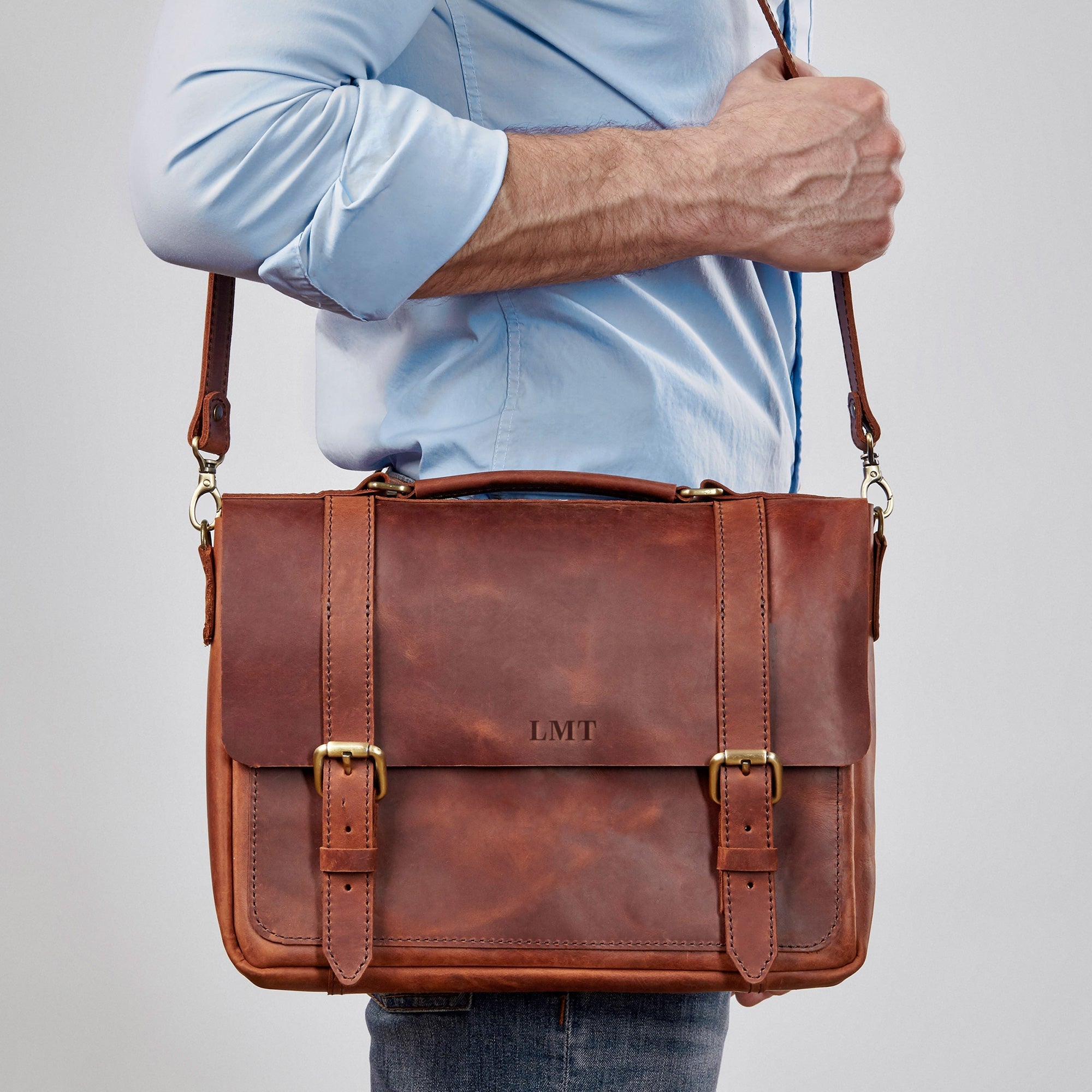 Leather briefcase for men