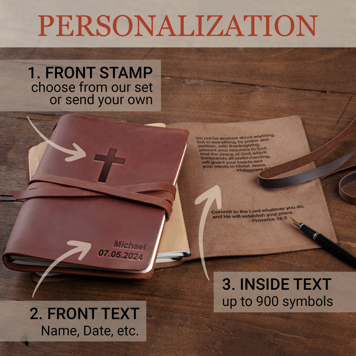 Custom Leather Journal Christian Journal Notebook