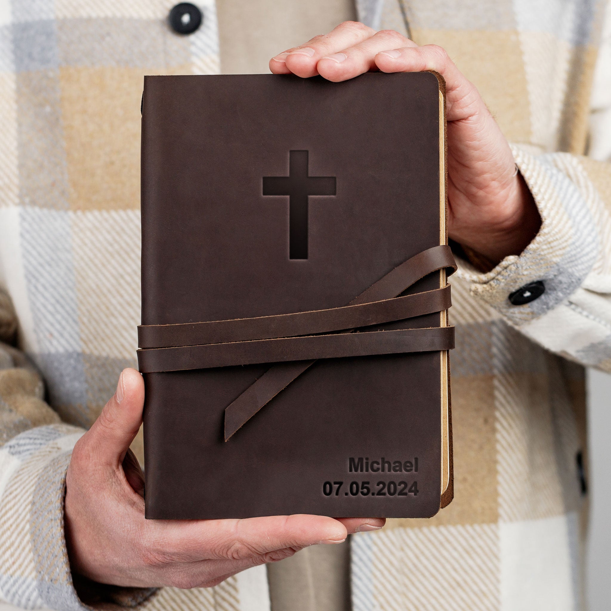 Engraved Leather Journal Christian Journal Notebook