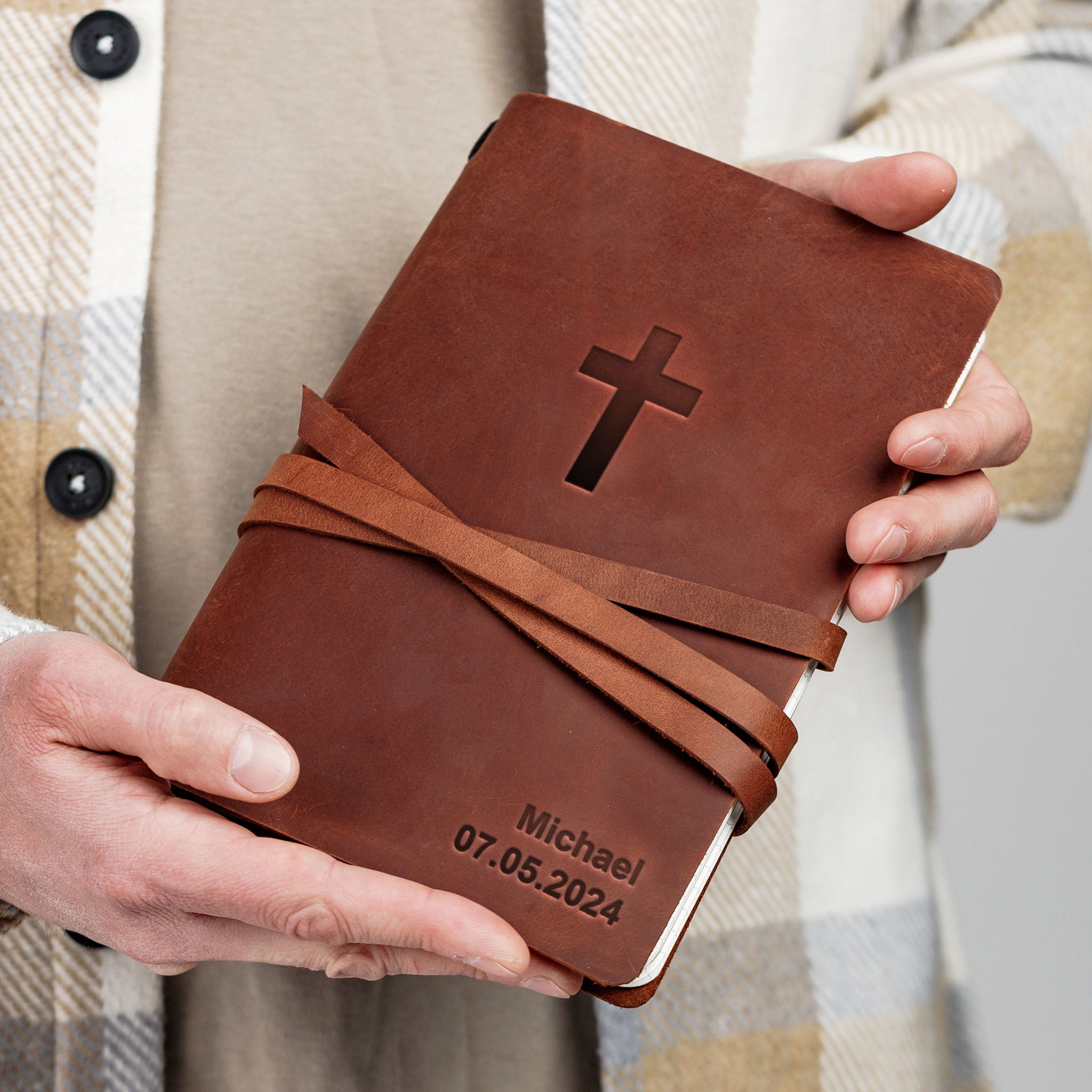 Engraved Leather Journal Prayer Journal Notebook