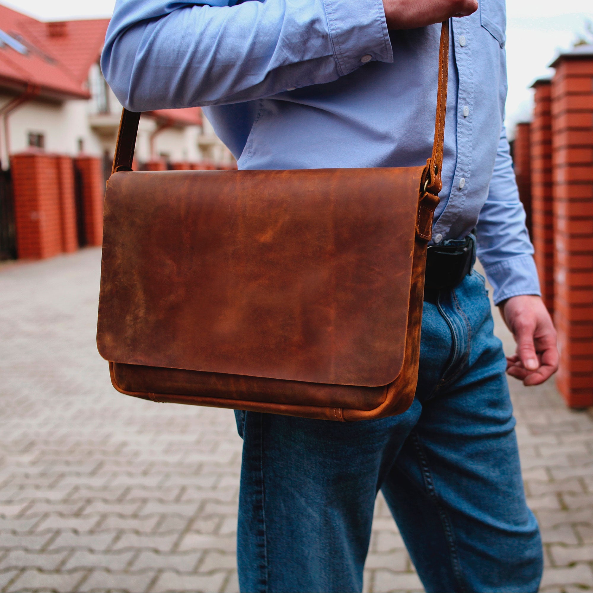 Leather Messenger Bag for Men